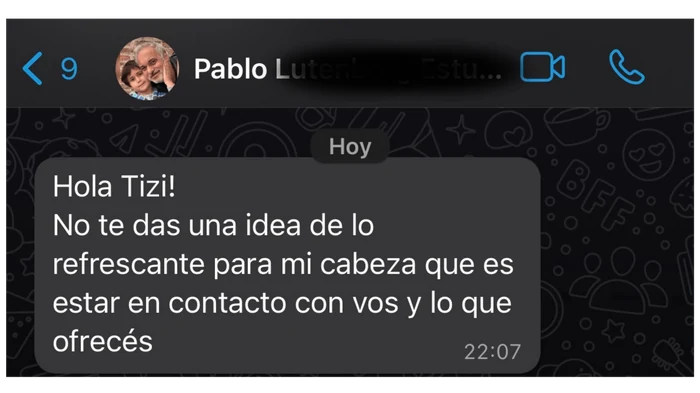 Mensaje real de WhatsApp de un alumno (Pablo L.): No te das una idea de lo refrescante para mi cabeza que es estar en contacto con vos y lo que ofrecés.